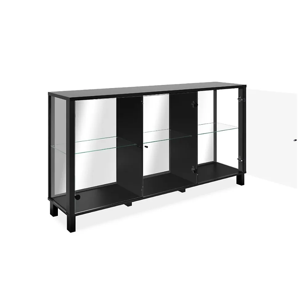 Buffet 3 portes vitrées et 3 étagères en verre L160cm - ALBI