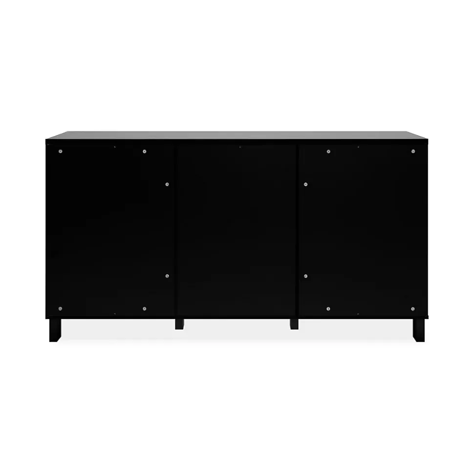 Buffet 3 portes vitrées et 3 étagères en verre L160cm - ALBI