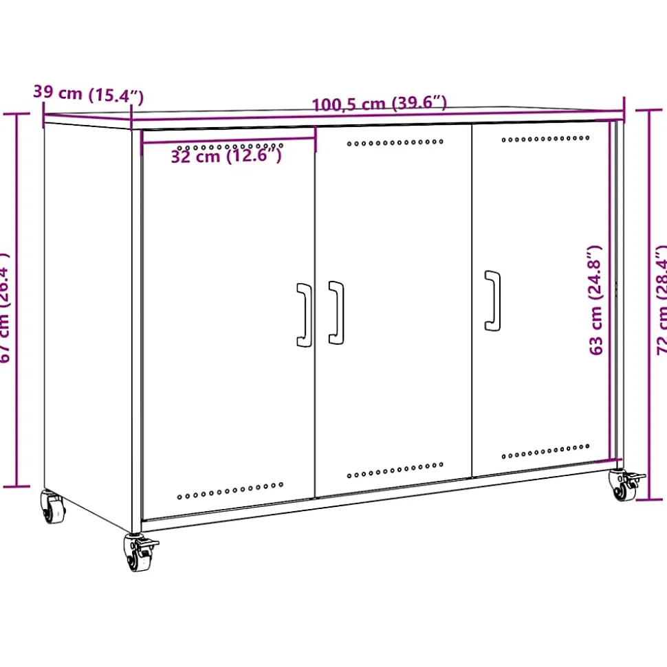 Buffet anthracite 100,5x39x72 cm acier vidaXL
