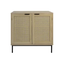 Buffet avec 2 portes cannage en bois naturel 80 x 35 x 75,5 cm
