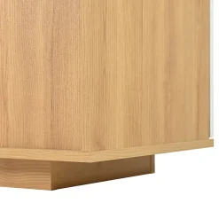 Buffet avec 2 Portes et 4 Tiroirs Pour Salon - Étagère en Verre avec LED - 160x40x77 cm - Naturel et Blanc