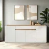 Buffet avec 4 portes et 1 tiroir - Blanc et Naturel - EMORA