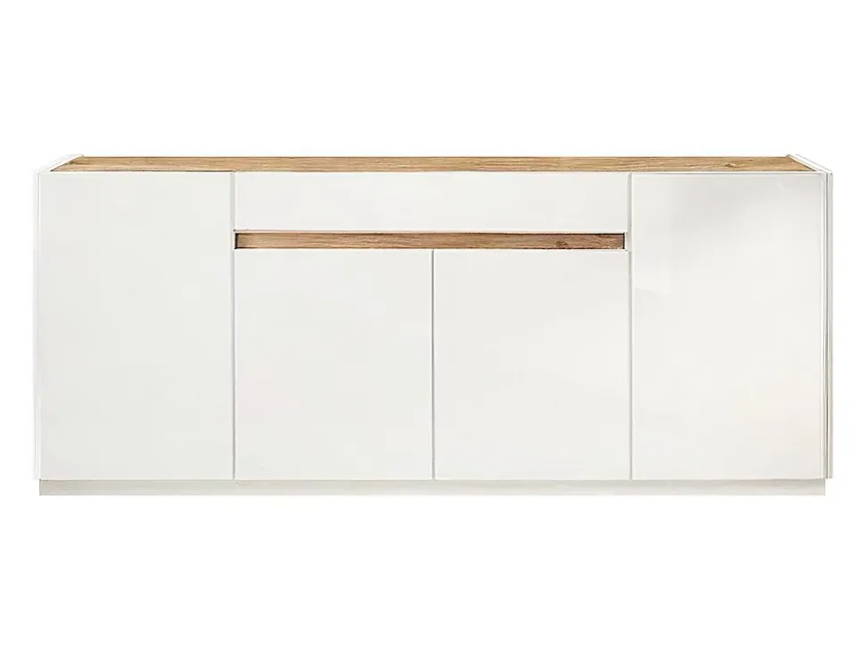 Buffet avec 4 portes et 1 tiroir - Blanc et Naturel - EMORA