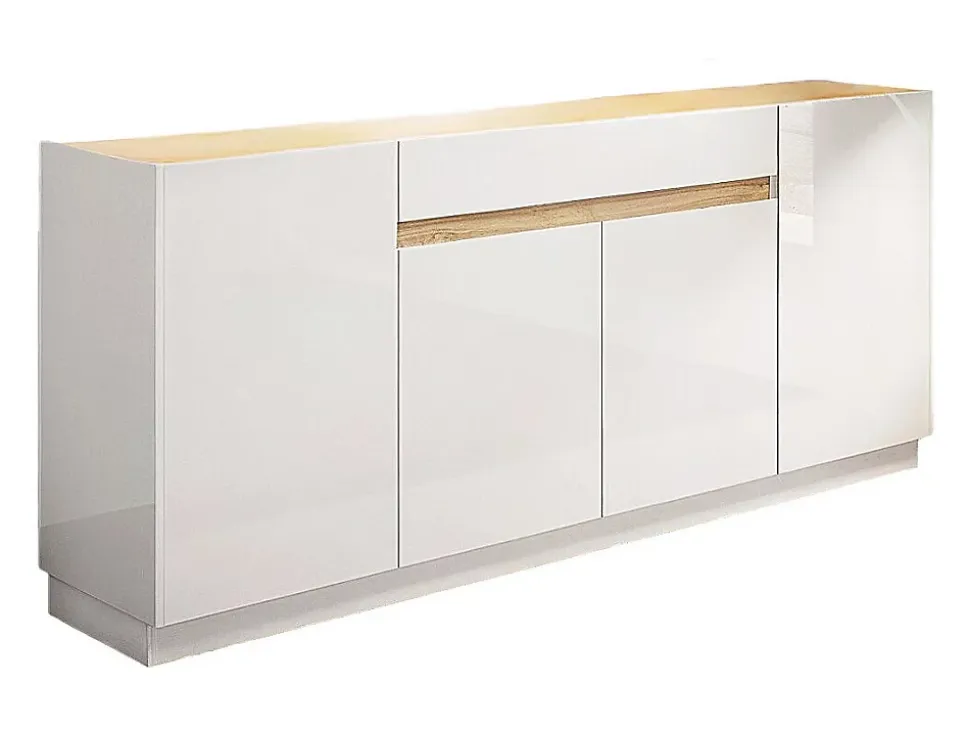 Buffet avec 4 portes et 1 tiroir - Blanc et Naturel - EMORA