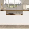 Buffet avec 4 portes et 1 étagère - Blanc et naturel - LOTULA