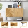 Buffet Avec 2 Portes Et Pieds En Métal, Commode Au Design Linéaire, Dimensions : 100 Cm