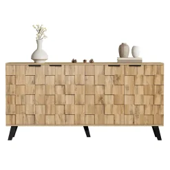 Buffet avec 4 Portes, pour Salon, Chambre et Salle à Manger - Panneaux de Particules Laminés - 160,5x35,5x78 cm - Naturel