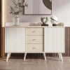 Buffet avec 3 tiroirs, Belle finition bois moderne avec étagères de rangement, Pour chambre et salon, L117,5 cm