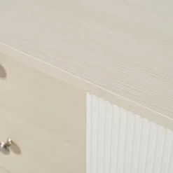 Buffet avec 3 tiroirs, Belle finition bois moderne avec étagères de rangement, Pour chambre et salon, L117,5 cm