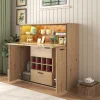 Buffet avec Étagère en Verre et 8 Porte-Bouteilles Pour Salon - Portes Doubles - 110x38x111 cm - Naturel et Noir