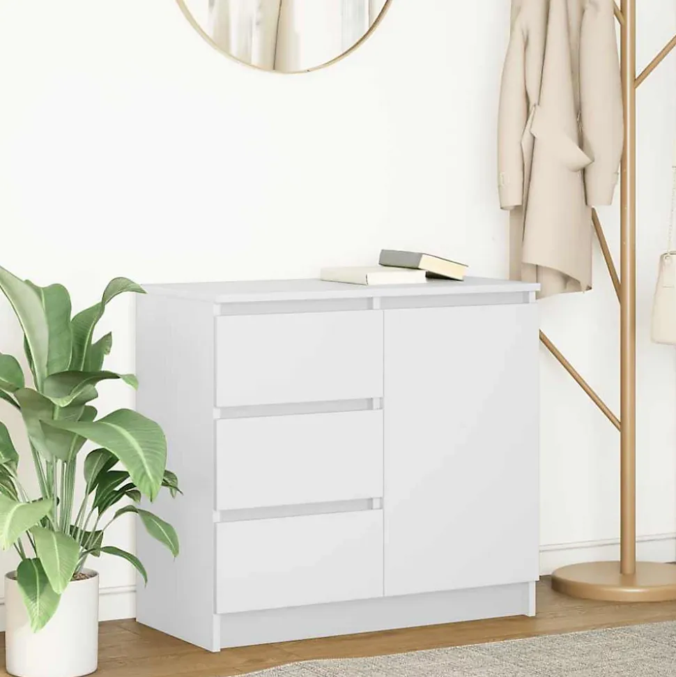 Buffet avec tiroir blanc 71x35x65 cm bois d'ingénierie vidaXL