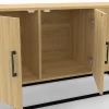 Buffet bas 113 cm DETROIT 3 portes bois et noir design industriel