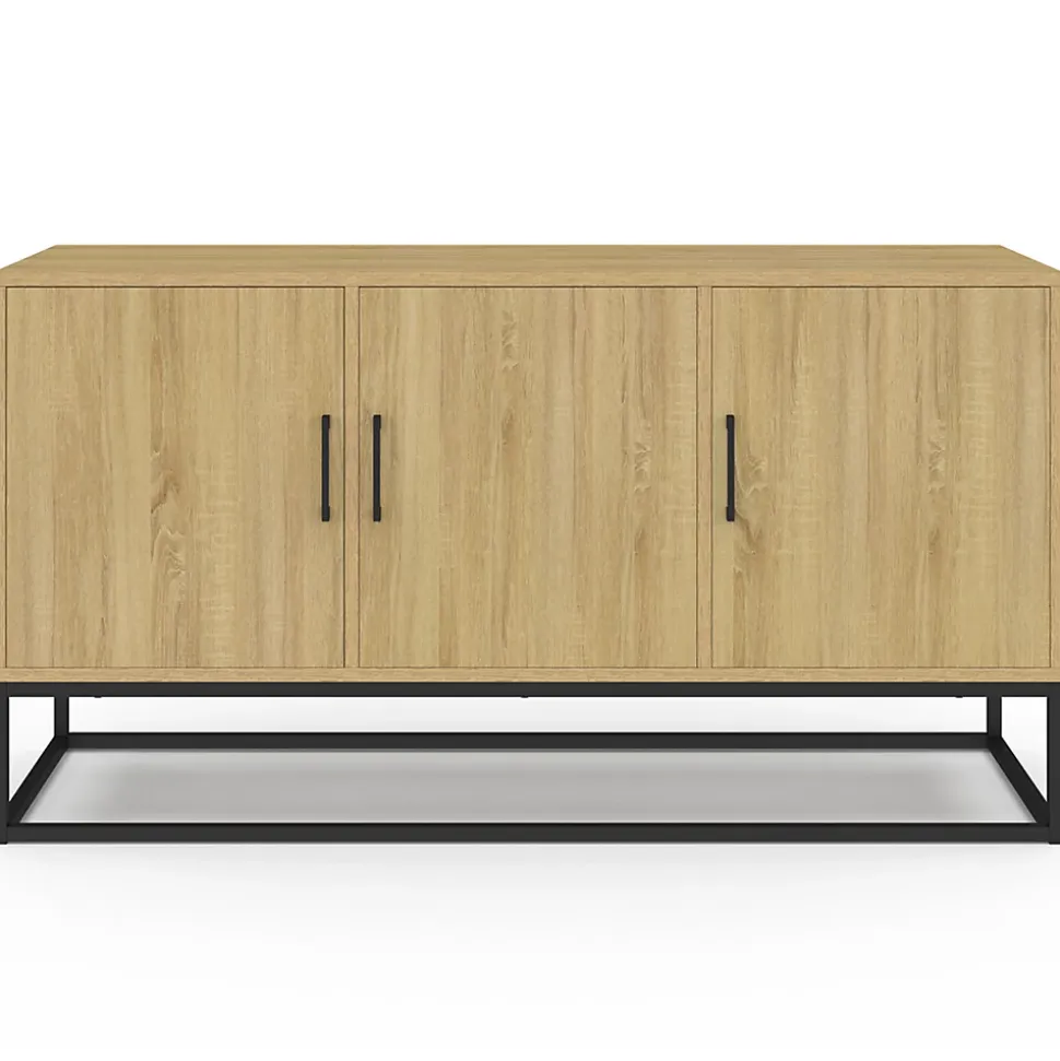 Buffet bas 113 cm DETROIT 3 portes bois et noir design industriel