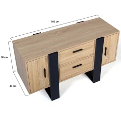 Buffet bas 105 cm PHOENIX bois et noir