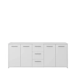 Buffet bas 4 portes 3 tiroirs - Blanc mat - L 179 x P 42 x H 74,5 cm