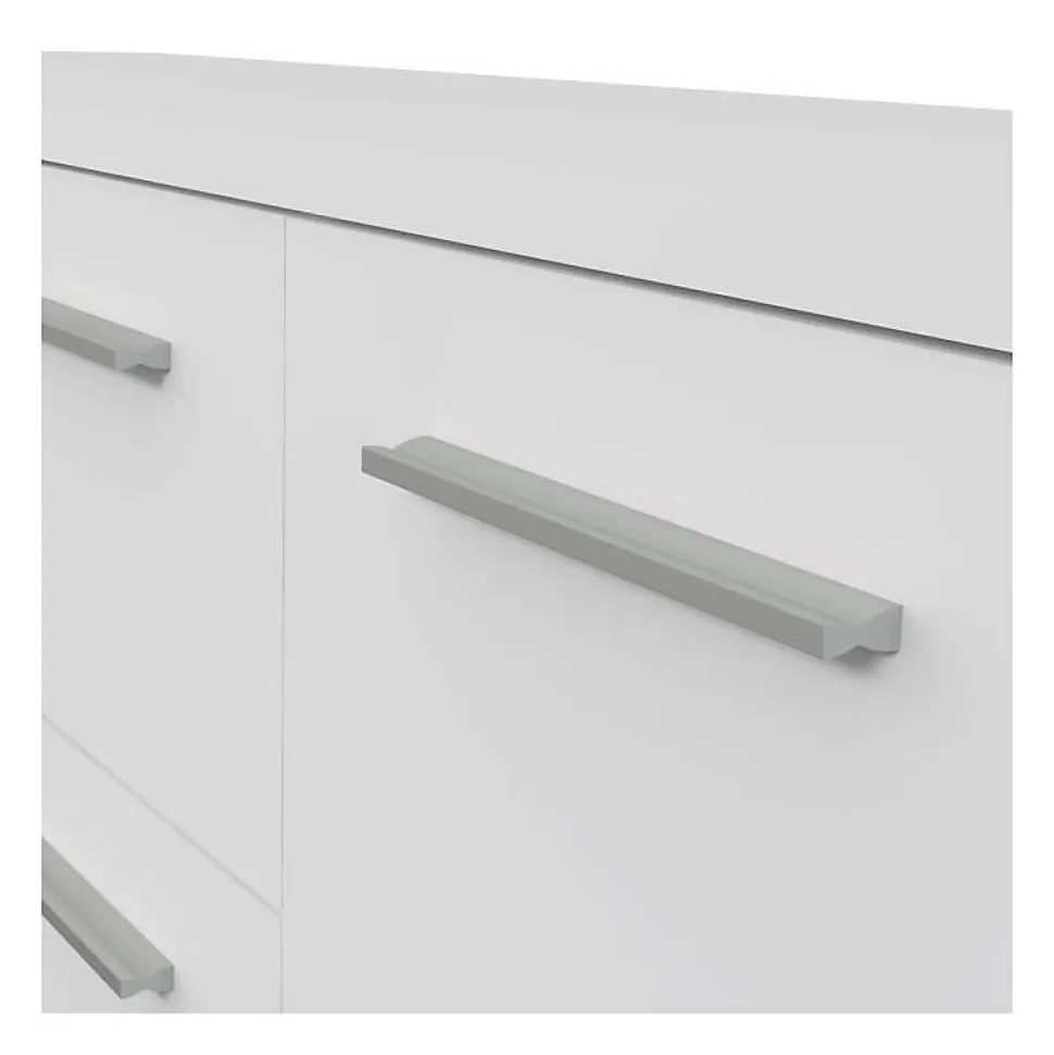 Buffet bas 4 portes 3 tiroirs - Blanc mat - L 179 x P 42 x H 74,5 cm