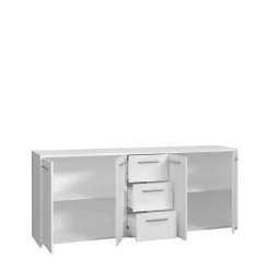 Buffet bas 4 portes 3 tiroirs - Blanc mat - L 179 x P 42 x H 74,5 cm