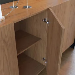Buffet Bas 4 Portes Imitation Chêne 6 Niches L 160 H 79.7 P 42.5 cm - L 160 x l 42.5 x H 79.7 cm