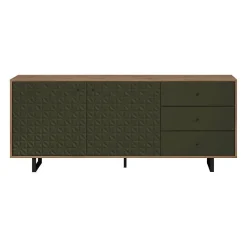 Buffet bas - SENTRA - Vert foncé - 2 portes, 3 tiroirs - 124 x 40 x 136 cm - TRENDTEAM