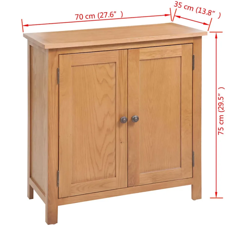 Buffet bas - VIDAXL - Bois de chêne massif - 2 portes - Style scandinave et moderne