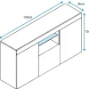 Buffet bas contemporain - Mélamine sonoma mat - LED - 3 portes 1 tiroir - 135x70x34 cm