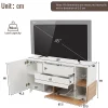 Buffet Bas Moderne avec 2 Portes et 2 Tiroirs - Rangement Réglable Blanc et Chêne Clair, 130x40x70 cm