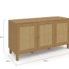 Buffet bas vintage 113 cm HANAE 3 portes effet naturel cannage