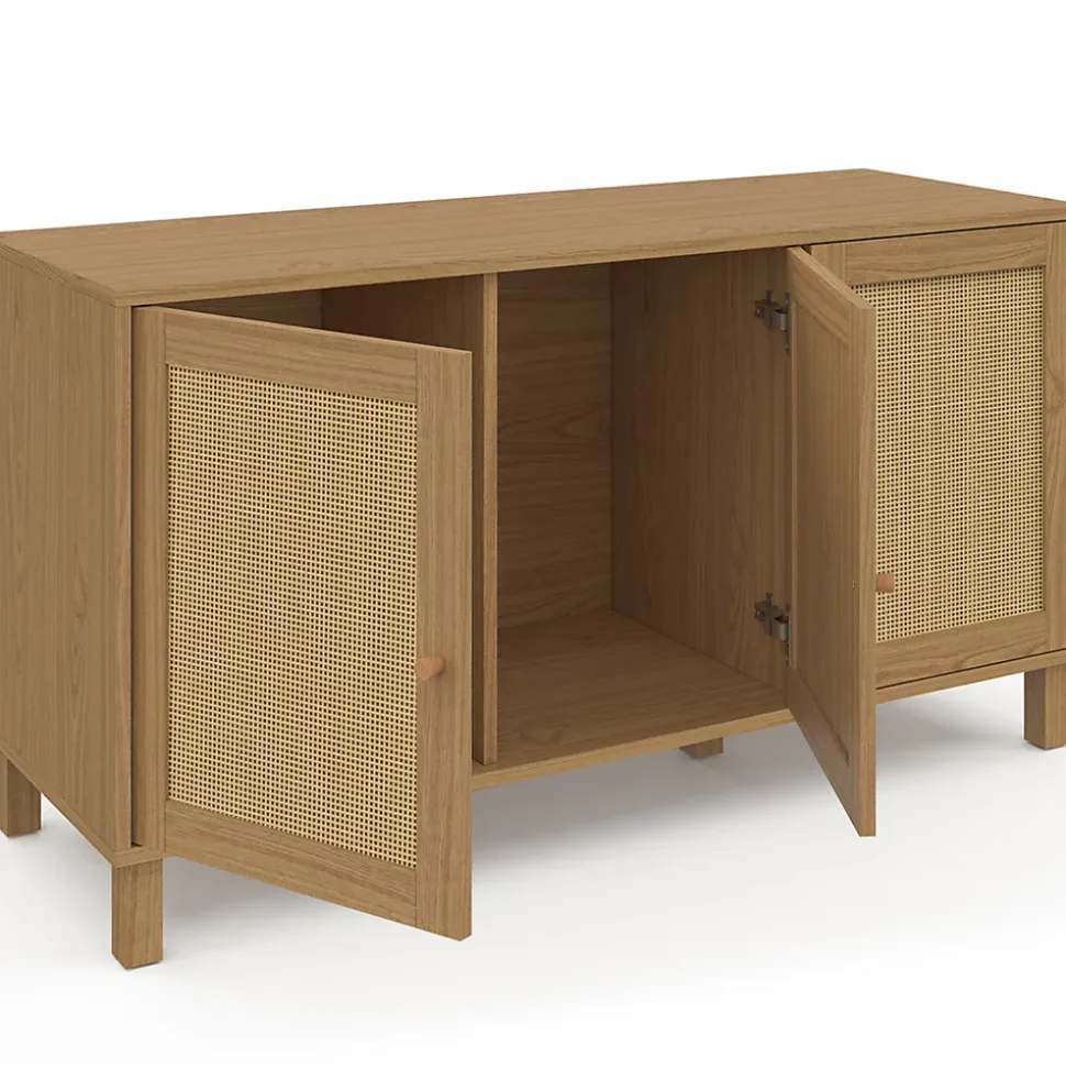 Buffet bas vintage 113 cm HANAE 3 portes effet naturel cannage
