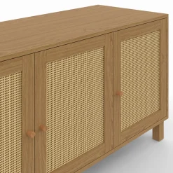 Buffet bas vintage 113 cm HANAE 3 portes effet naturel cannage