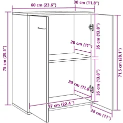 Buffet blanc 60x30x75 cm bois d'ingénierie vidaXL