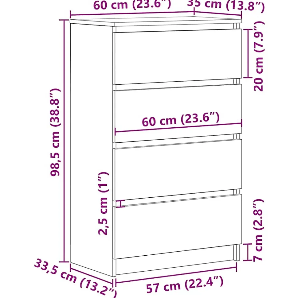 Buffet Blanc 60x35x98,5 cm Bois d'ingénierie vidaXL