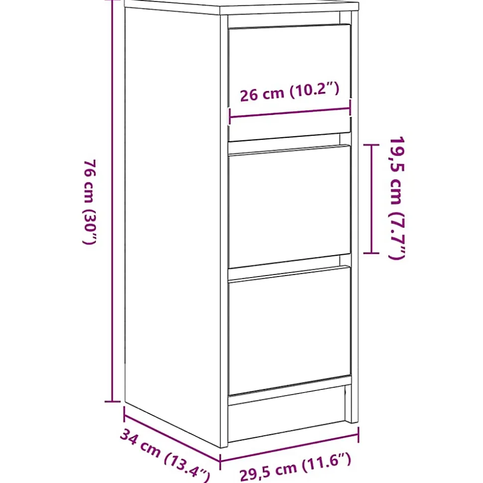 Buffet blanc 29,5x34x76 cm bois d'ingénierie vidaXL