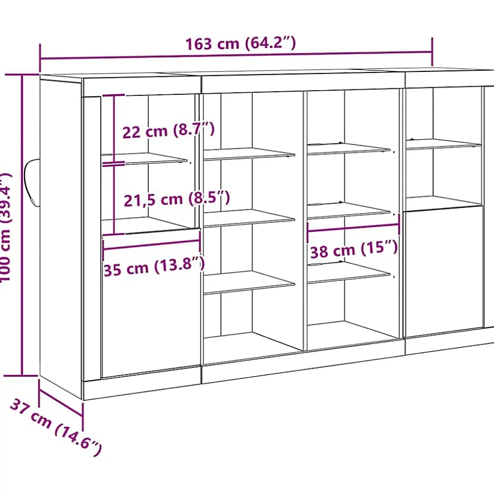 Buffet Bois ancien 163 x 37 x 100 cm Bois d'ingénierie vidaXL