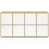 Buffet casier 139 cm CASSIE 8 portes blanc et bois