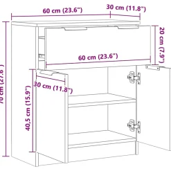 Buffet chêne artisanal 60x30x70 cm bois d'ingénierie vidaXL