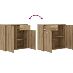 Buffet chêne artisanal 80x36x75 cm bois d'ingénierie vidaXL