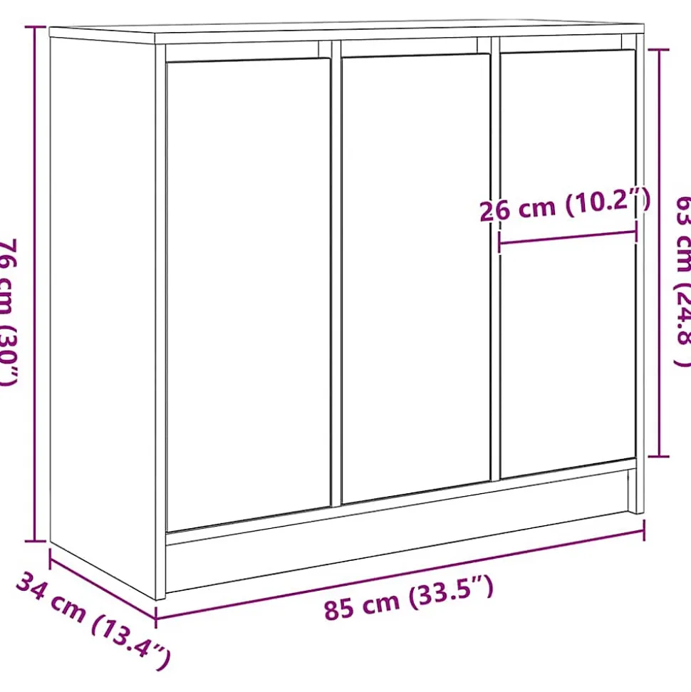 Buffet chêne noir 85x34x76 cm bois d'ingénierie vidaXL