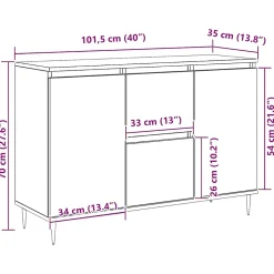 Buffet chêne sonoma 101,5x35x70 cm bois d'ingénierie vidaXL