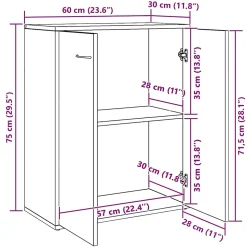 Buffet Chêne sonoma 60x30x75 cm Bois d'ingénierie vidaXL