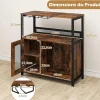 Buffet Cuisine avec Casier pour 9 Bouteilles,75 x 34 x 90CM,Meuble Bar à Vin 3 Porte-Verres et Porte à Grille,avec Pieds Réglables