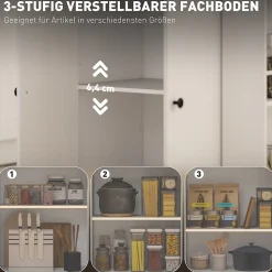Buffet Cuisine Roulant Blanc - Plan De Travail, Rangement Organisé - Épices Et Serviettes Intégrés
