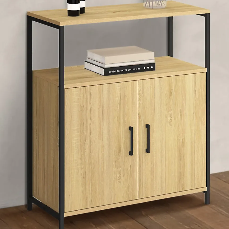 Buffet d'appoint 1 niche et 2 portes 70 cm DETROIT design industriel