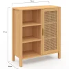 Buffet d'appoint 3 étagères et placard 70 cm EDHEN bois et cannage