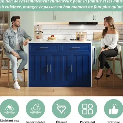 Buffet De Cuisine 120 Cm Avec Prises/usb - Étagères Réglables, Style Bar - Fonctionnel