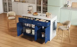 Buffet De Cuisine 120 Cm Avec Prises/usb - Étagères Réglables, Style Bar - Fonctionnel
