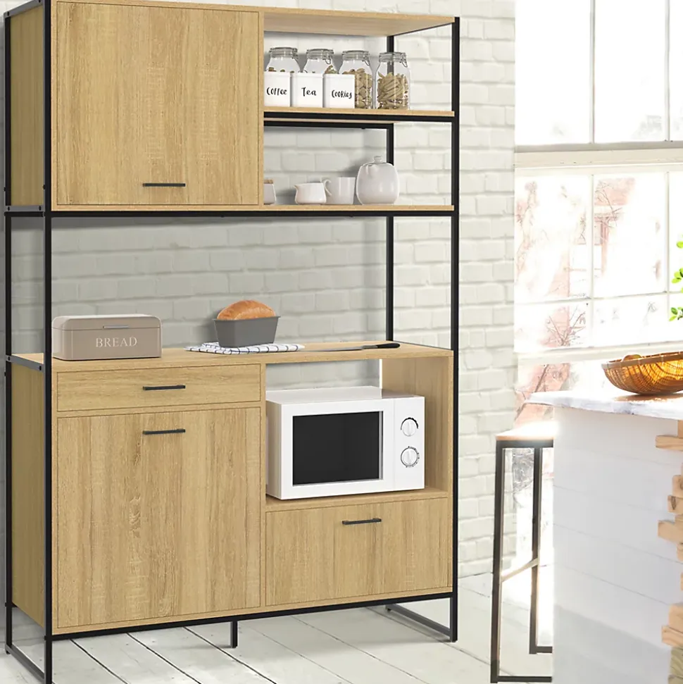 Buffet de cuisine 120 CM DETROIT meuble 3 portes + 1 tiroir design industriel
