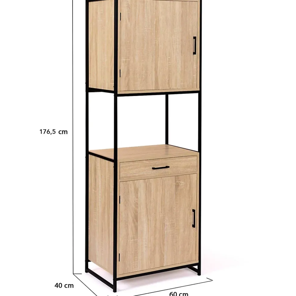 Buffet de cuisine 60 CM DETROIT meuble 2 portes design industriel + tiroir
