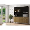 Buffet de Cuisine - CORE - Imitation Chêne et Noir - 8 Portes - 1 Tiroir - 10 Niches