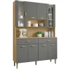 Buffet de Cuisine - GOLDEN - 8 Portes - Imitation Chêne - 2 Tiroirs - 121.4 cm de Largeur