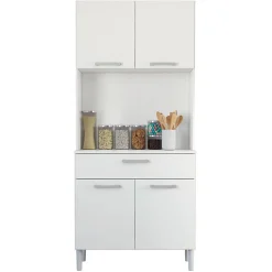 Buffet de Cuisine - KITS PARANA - 4 Portes 1 Tiroir - Blanc - Largeur 80 cm - Hauteur 180 cm